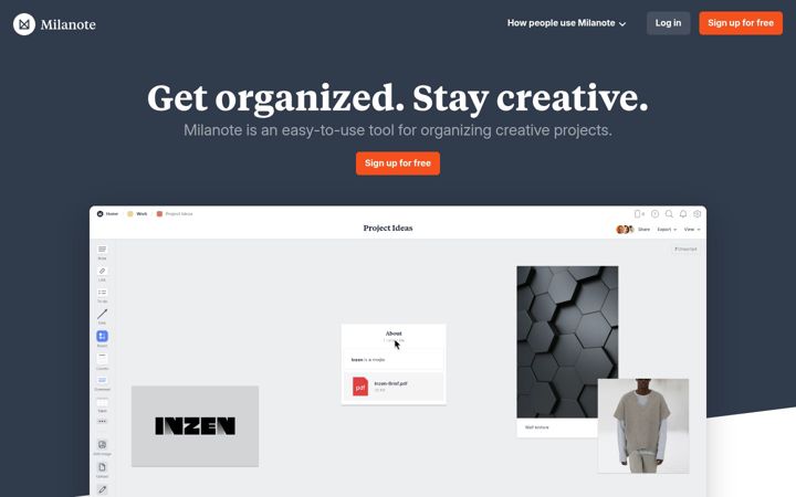 Screenshot of milanote.com