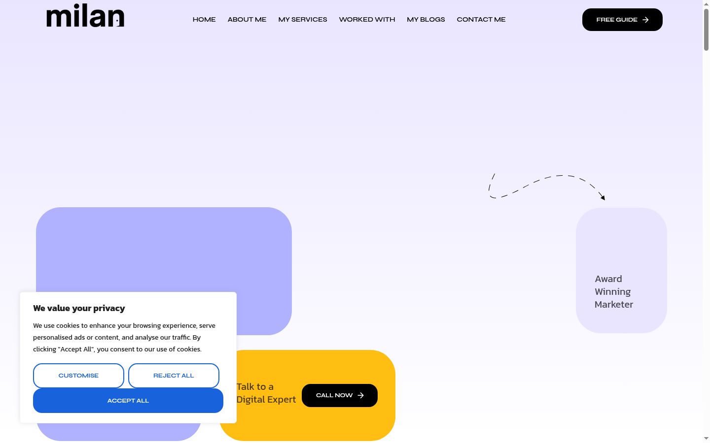 Screenshot del banner di consenso mostrato prima di qualsiasi interazione