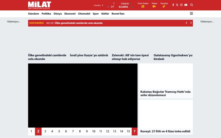 Snímek obrazovky milatgazetesi.com