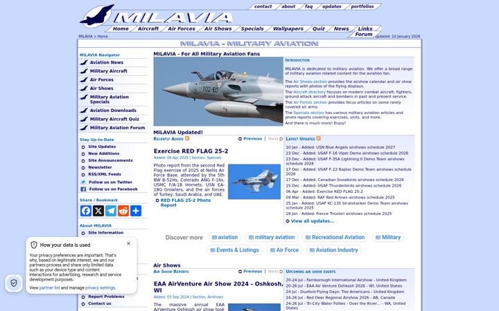 Screenshot of milavia.net