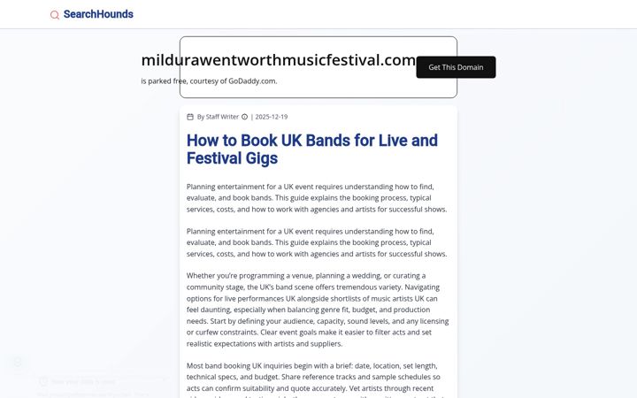 Screenshot of mildurawentworthmusicfestival.com