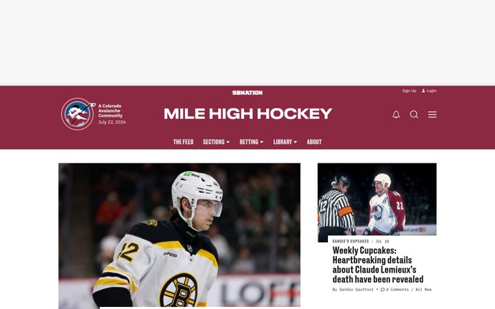 Screenshot of milehighhockey.com