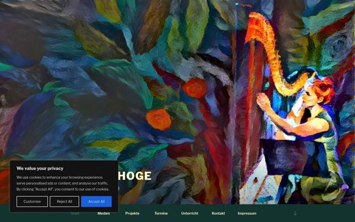 Screenshot of milena-hoge-harp.com
