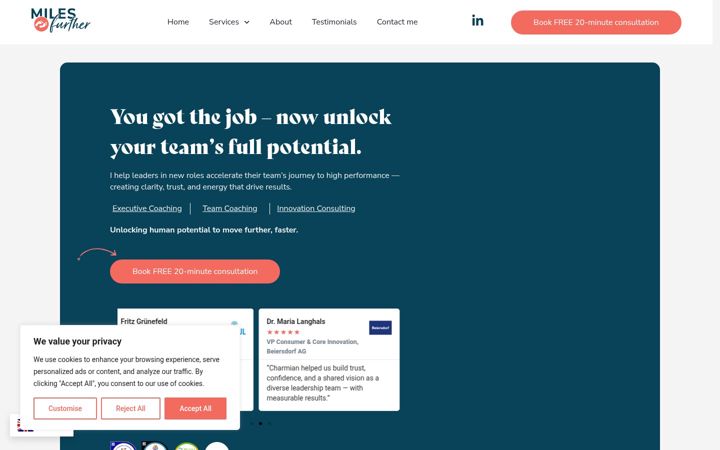 Screenshot of milesfurther.com