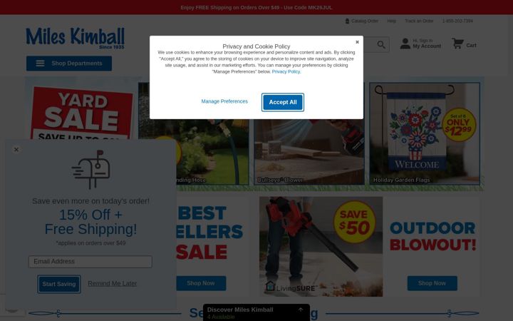Screenshot of mileskimball.com