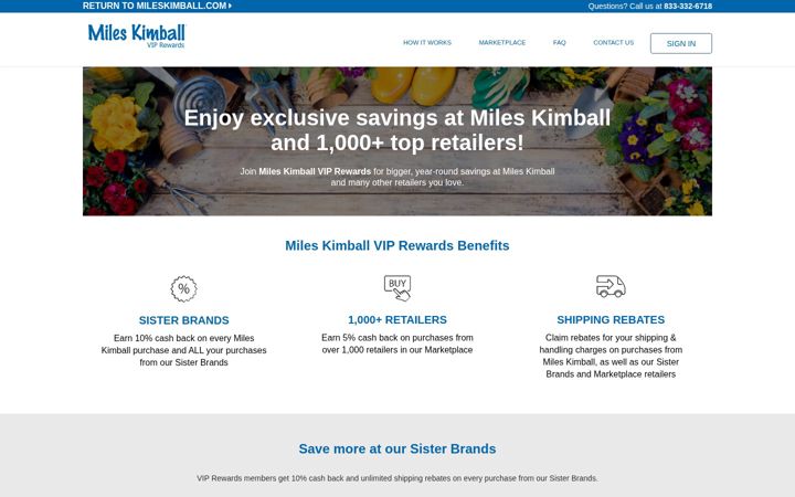 Screenshot of mileskimballviprewards.com