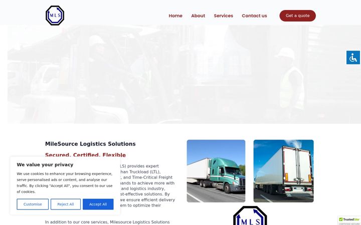 Screenshot of milesourcelogistics.com