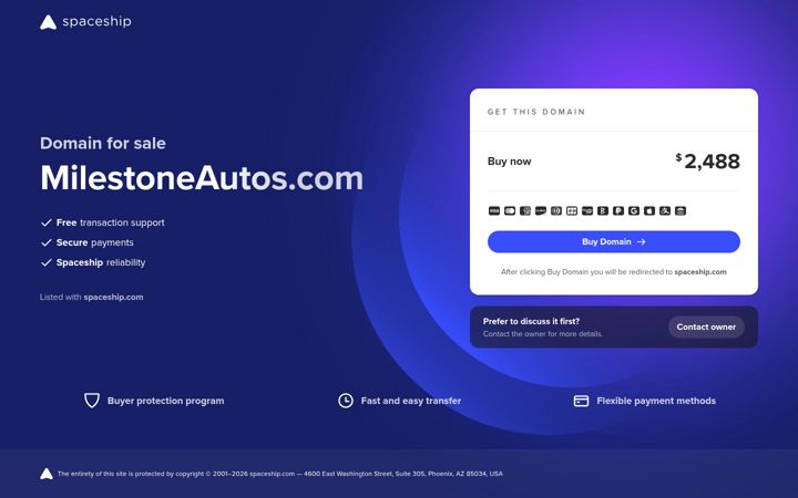Screenshot of milestoneautos.com