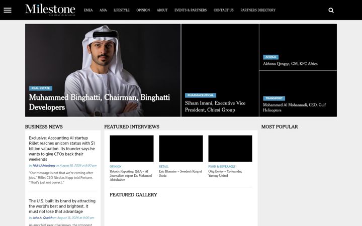 Screenshot of milestonemagazine.com