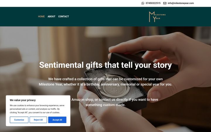 Screenshot of milestoneyear.com