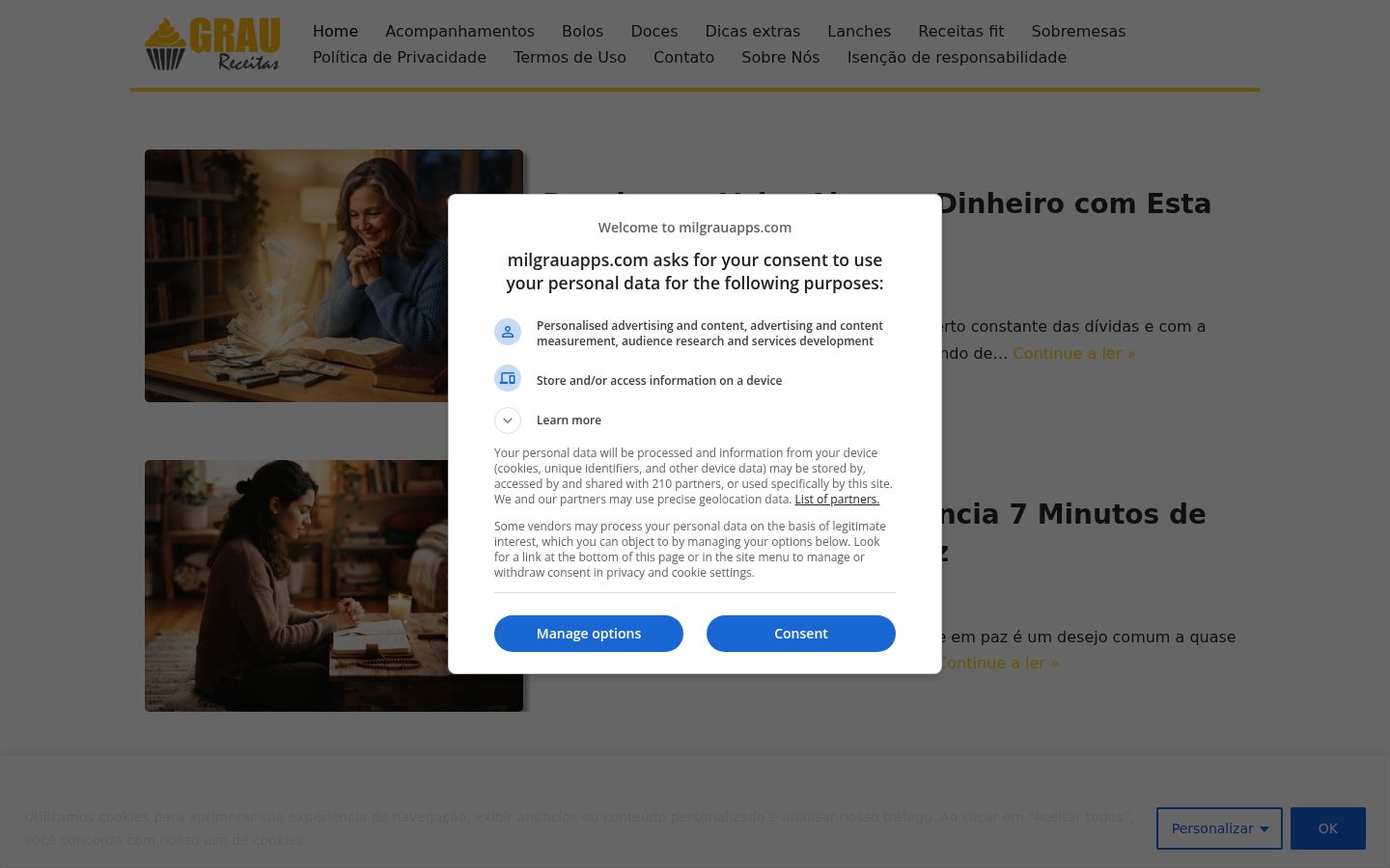 Capture d'écran de la bannière de consentement affichée avant toute interaction