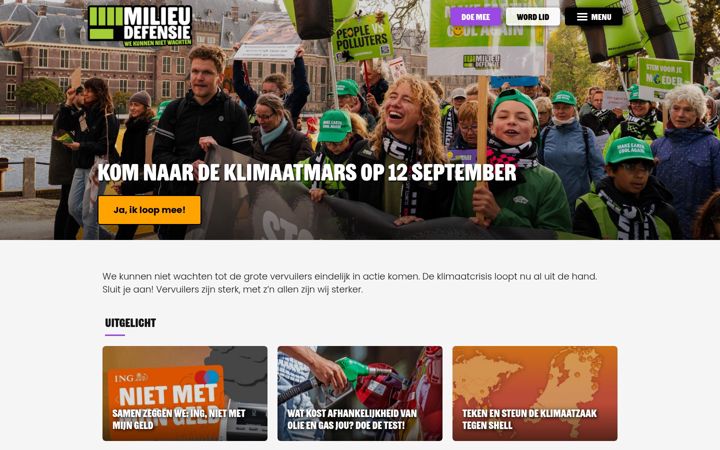 Screenshot of milieudefensie.nl