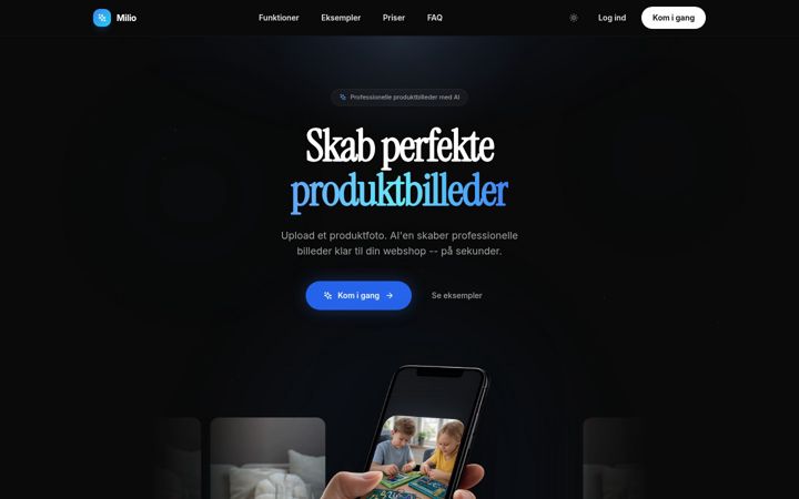 Screenshot of milio.dk