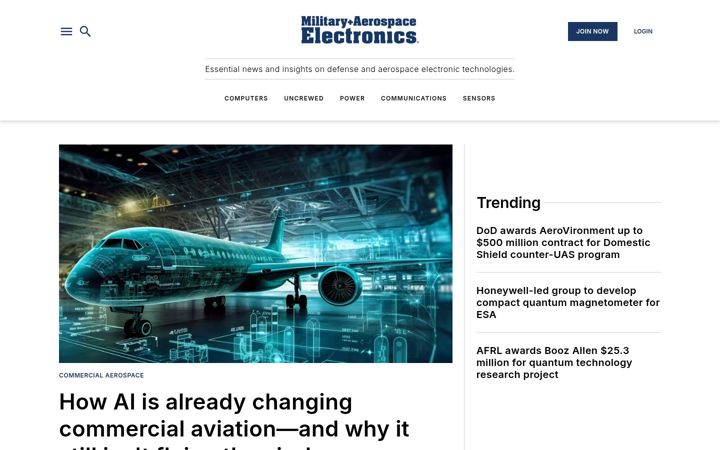 Screenshot of militaryaerospace.com