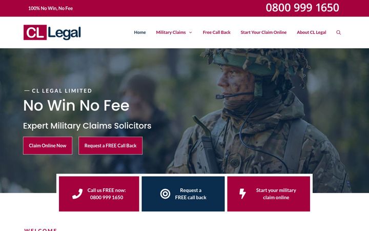 Screenshot stránky militaryclaim.co.uk
