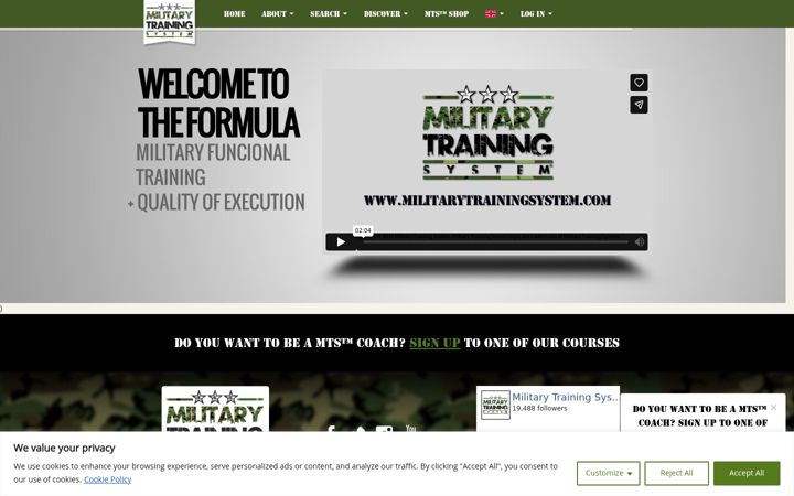 Screenshot of militarytrainingsystem.com
