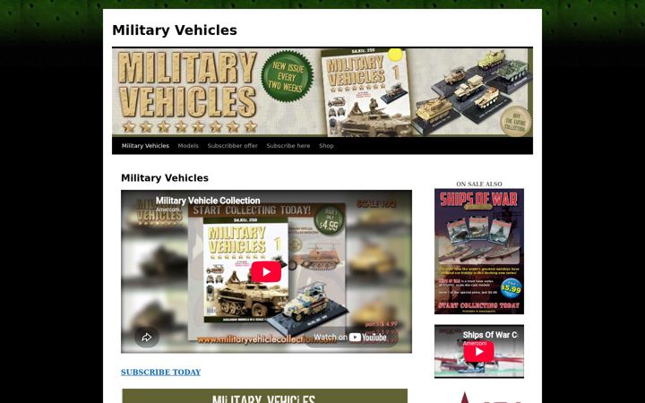 Screenshot of militaryvehiclecollection.com
