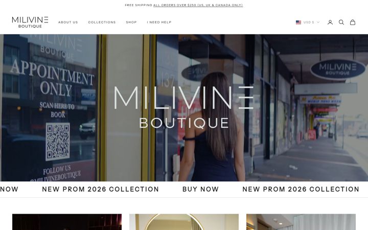 Screenshot of milivineboutique.com
