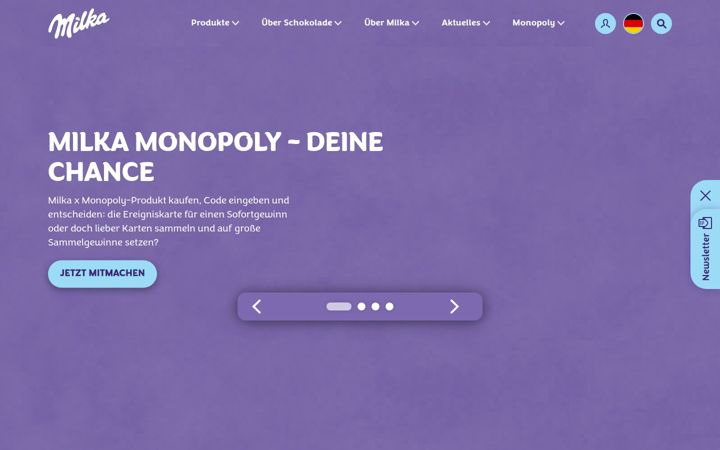Screenshot of milka.com