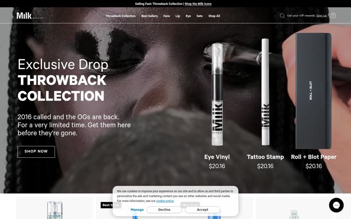 Snímek obrazovky milkmakeup.com