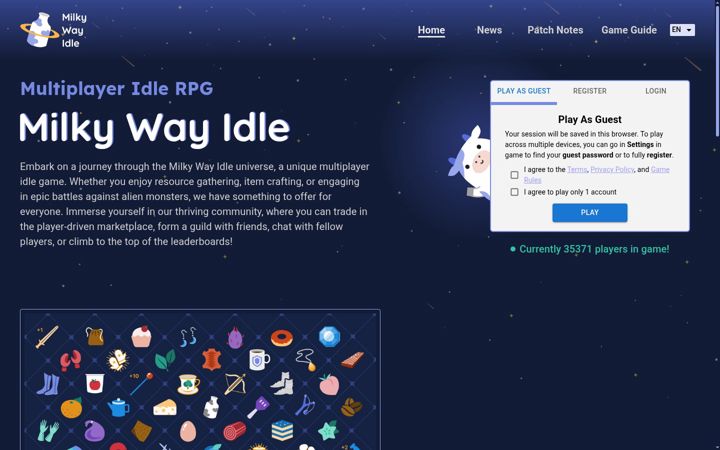 Screenshot of milkywayidle.com