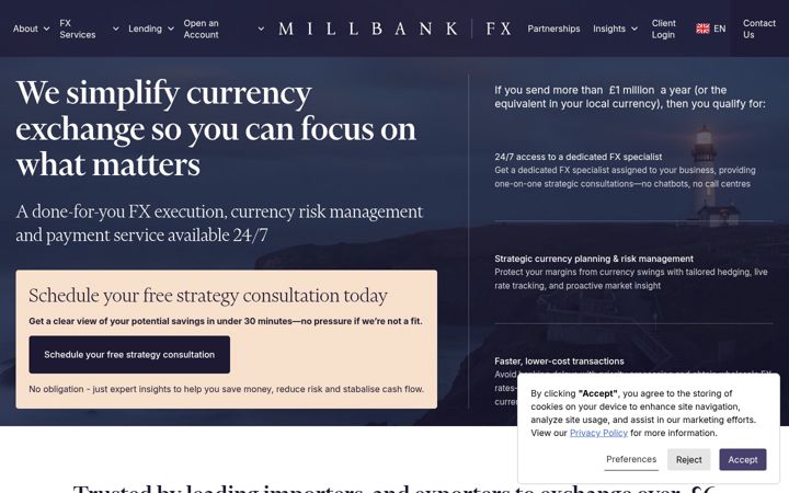 Screenshot of millbankfx.com
