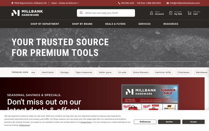 Screenshot of millbankhardware.com