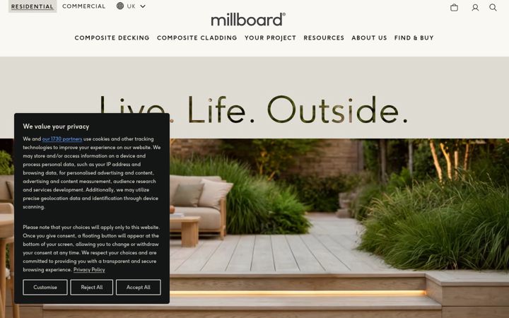 Screenshot of millboard.com