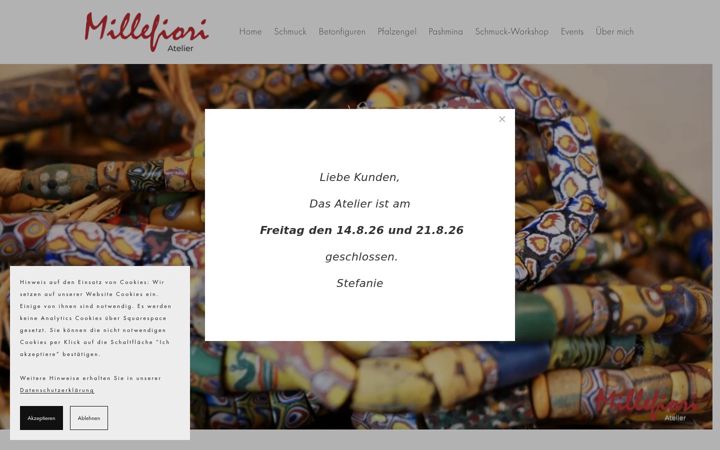 Screenshot of millefiori-atelier.com