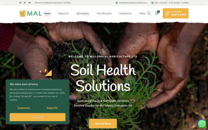 Screenshot of millennialagricultureltd.com