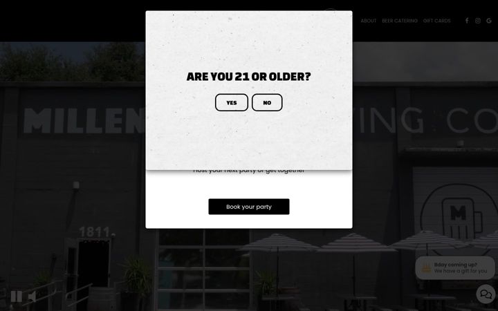 Screenshot of millennialbrewing.com
