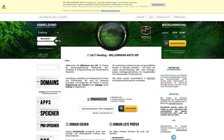 Screenshot of millenniumarts.net