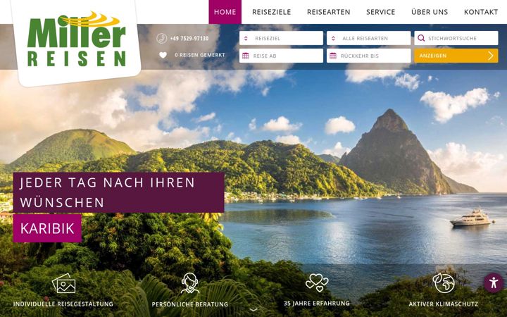 Ekraanipilt saidist miller-reisen.de