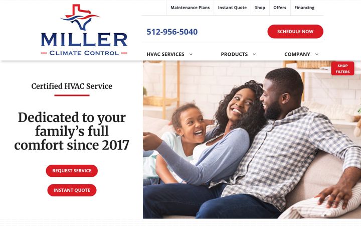 Screenshot of millerclimatecontrol.com