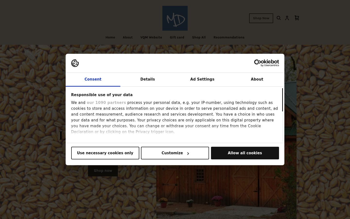 Screenshot del banner di consenso mostrato prima di qualsiasi interazione