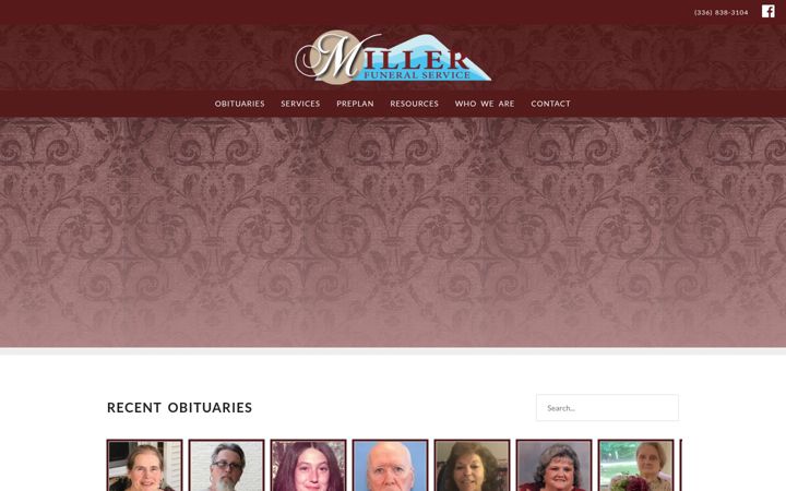 Screenshot of millerfuneralservice.com