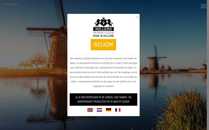 Screenshot of millersjuice.com