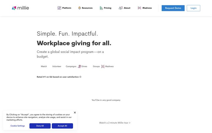 Screenshot of milliegiving.com