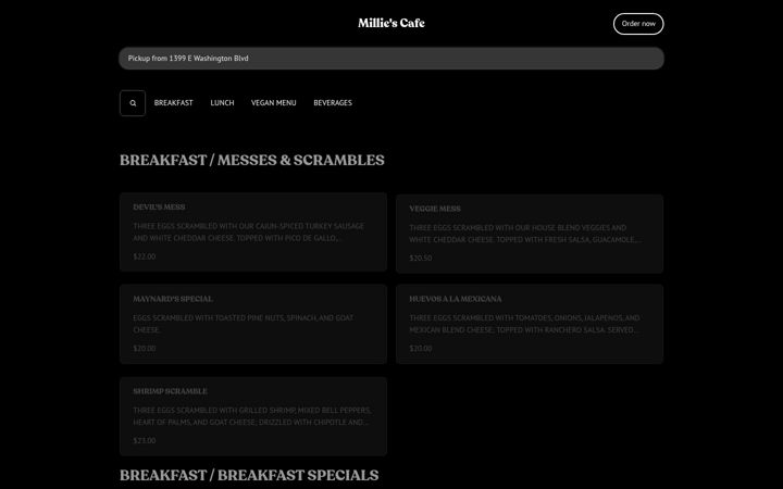 Screenshot von millies-cafe.square.site