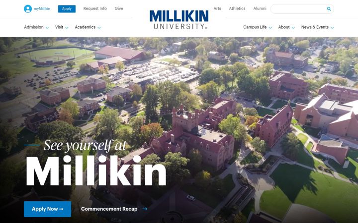 Screenshot von millikin.edu