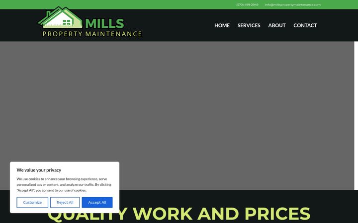 Screenshot of millspropertymaintenance.com