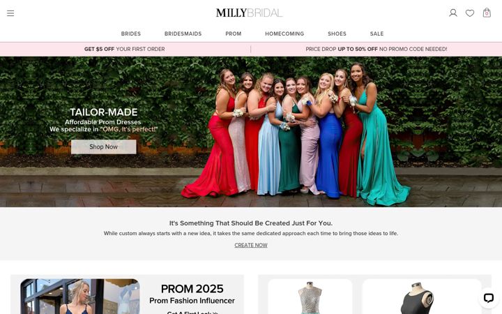 Screenshot of millybridal.org