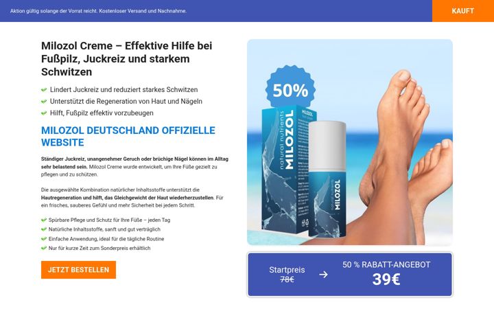 Screenshot of milozoldeutschland.com