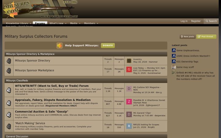 Screenshot of milsurps.com