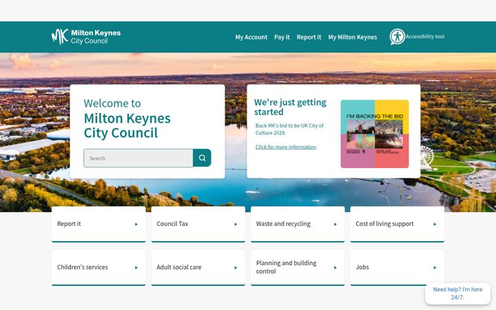 Screenshot of milton-keynes.gov.uk
