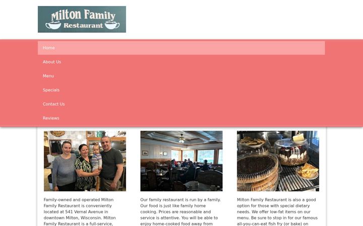 Screenshot of miltonfamilyrestaurant.com