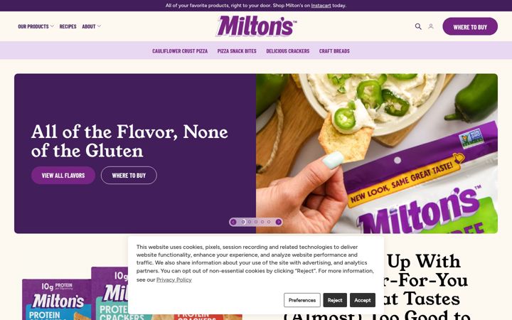 Screenshot of miltonscraftbakers.com