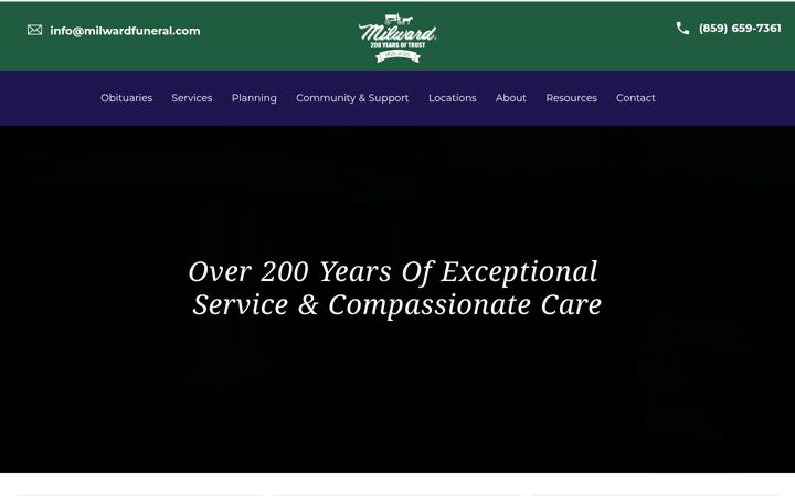 Screenshot of milwardfuneral.com