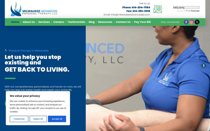 Screenshot of milwaukeeadvancedpt.com