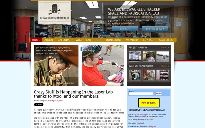Screenshot of milwaukeemakerspace.org